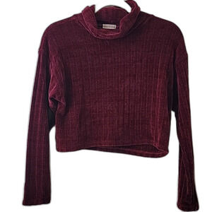 Heart & Hips Ribbed Chenille Cropped Cowl Neck Sweater Red Size M Y2K